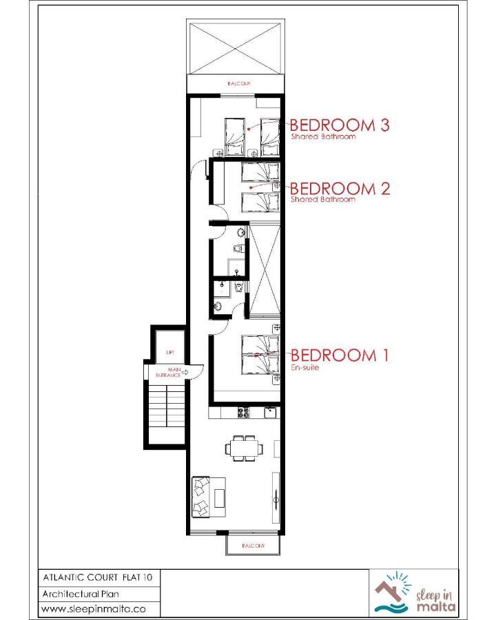 F10 Room 1, Private Double Room With Private Bathroom In Shared Flat Msida Exterior foto